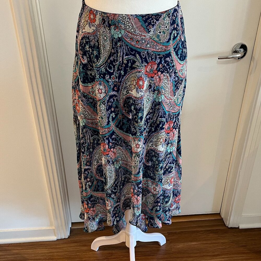 Paisley multicolored asymmetrical Aqua skirt!
